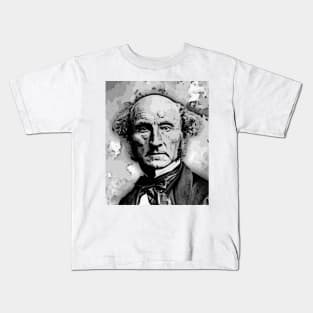 John Stuart Mill Black And White Portrait | John Stuart Mill Artwork Kids T-Shirt